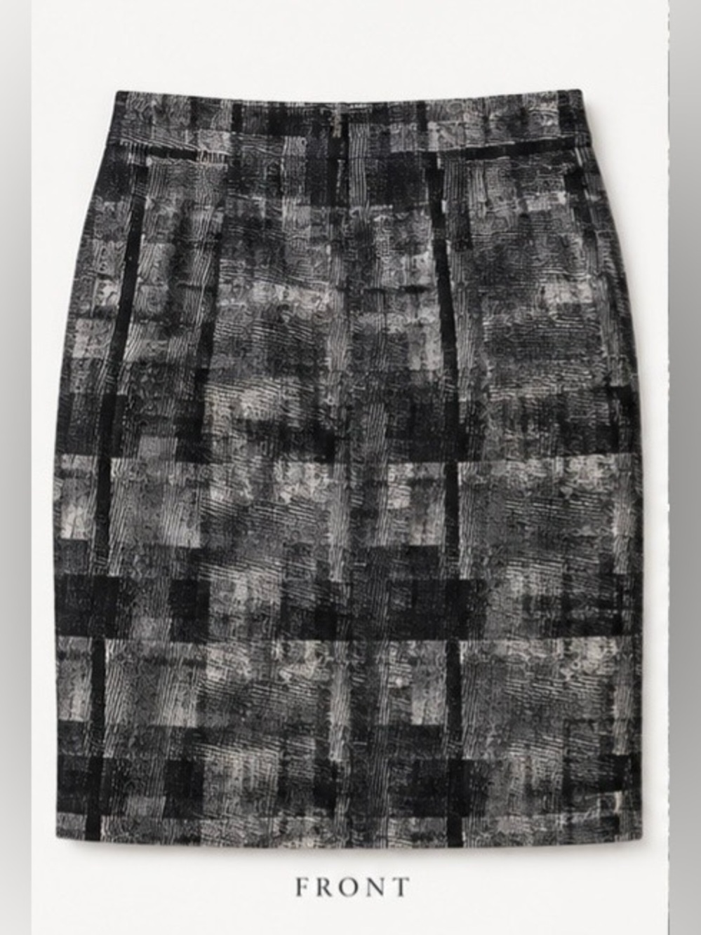 MM Lafleur Black and Gray Patterned Pencil Skirt
